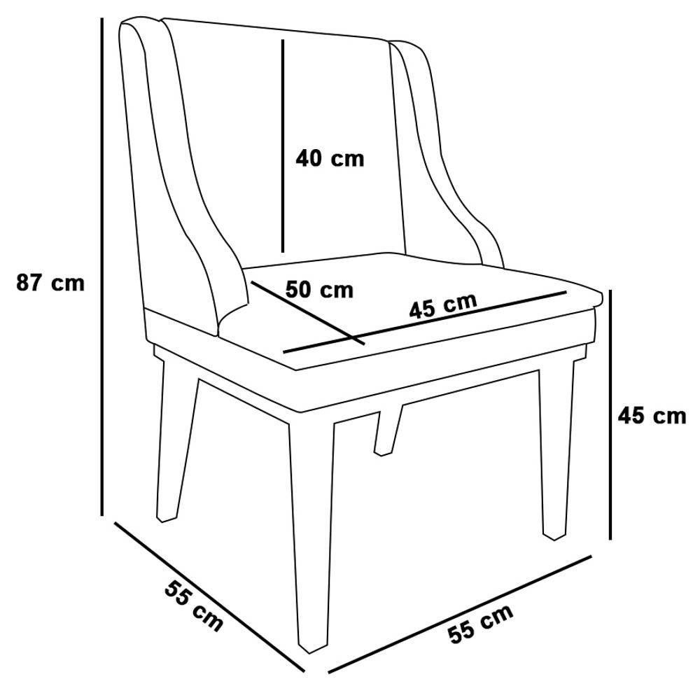 Kit 2 Cadeiras Estofadas Sala De Jantar Base Fixa De Madeira Castanho Lia Sintético Branco - Ibiza - 4