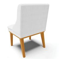 Kit 2 Cadeiras Estofadas Sala De Jantar Base Fixa De Madeira Castanho Lia Sintético Branco - Ibiza - 6