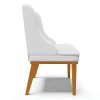 Kit 2 Cadeiras Estofadas Sala De Jantar Base Fixa De Madeira Castanho Lia Sintético Branco - Ibiza - 8
