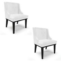 Kit 2 Cadeiras Estofadas Base Fixa De Madeira Preto Lia Sintético Premium Branco - Ibiza - 1