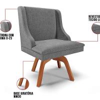 Kit 6 Cadeiras Estofadas Giratória Para Sala De Jantar Lia Linho Grafite - Ibiza - 3