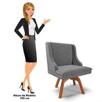 Kit 6 Cadeiras Estofadas Giratória Para Sala De Jantar Lia Linho Grafite - Ibiza - 5