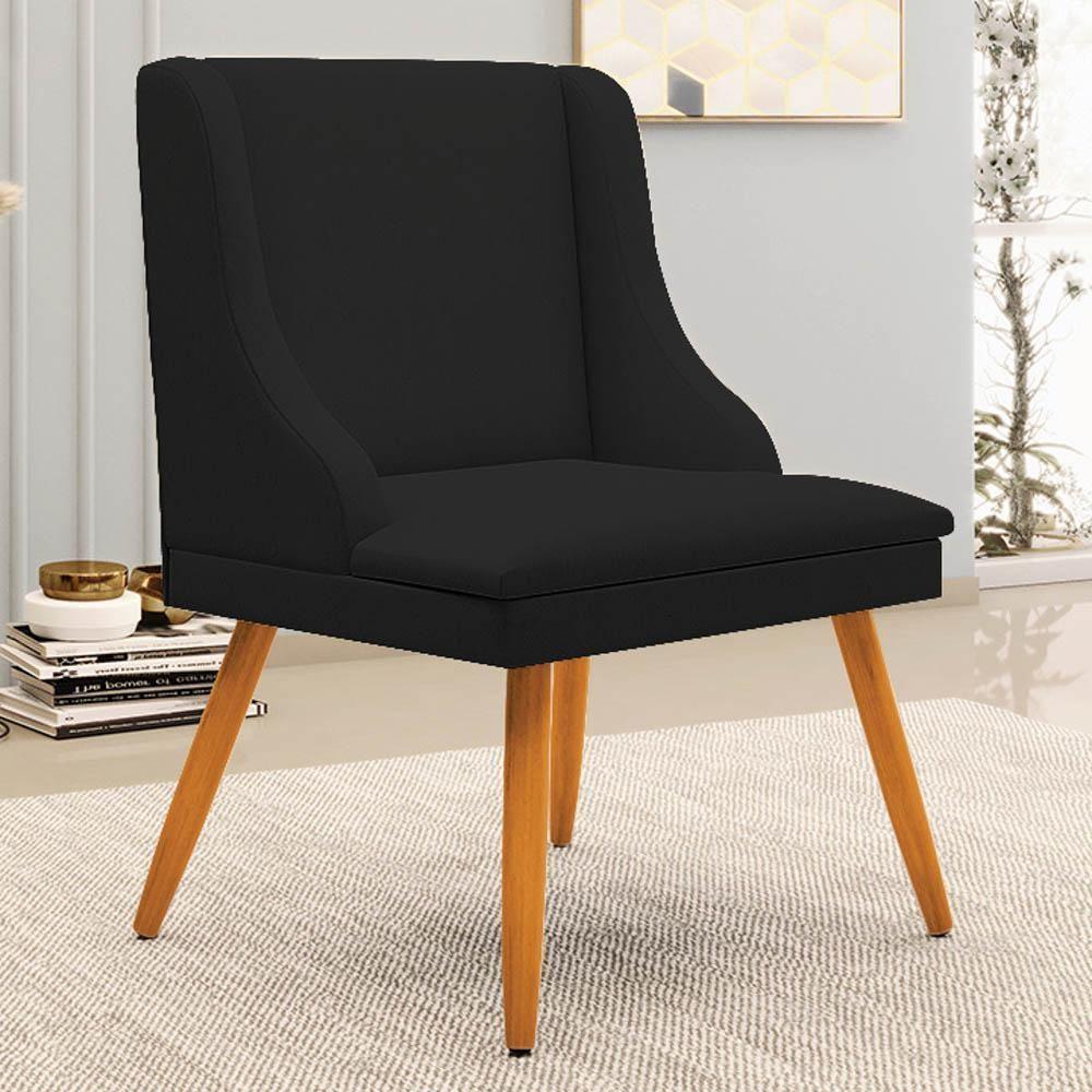 Kit 10 Cadeiras Estofadas Para Sala De Jantar Pés Palito Lia Linho Preto - Ibiza - 2