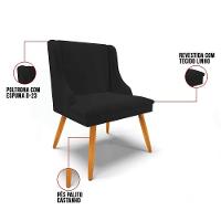 Kit 10 Cadeiras Estofadas Para Sala De Jantar Pés Palito Lia Linho Preto - Ibiza - 3