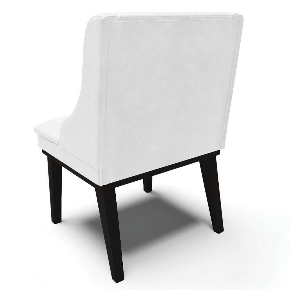 Kit 10 Cadeiras Estofadas Base Fixa De Madeira Preto Lia Sintético Premium Branco - Ibiza - 7