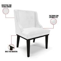 Kit 10 Cadeiras Estofadas Base Fixa De Madeira Preto Lia Sintético Premium Branco - Ibiza - 3