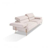 Sofá Fixo 03 Lugares 2,60 Mt Tecido Bege Pés Metal Inori - Bege - 2