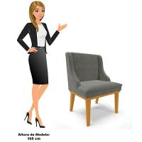 Kit 4 Cadeiras Estofadas Para Sala De Jantar Base Fixa De Madeira Castanho Lia Suede Grafite - Ibiza - 5