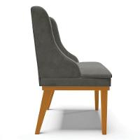 Kit 4 Cadeiras Estofadas Para Sala De Jantar Base Fixa De Madeira Castanho Lia Suede Grafite - Ibiza - 6