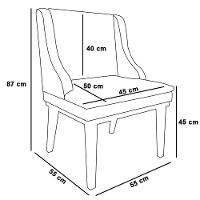 Kit 2 Cadeiras Estofadas Base Fixa De Madeira Preto Lia Sintético Premium Nozes - Ibiza