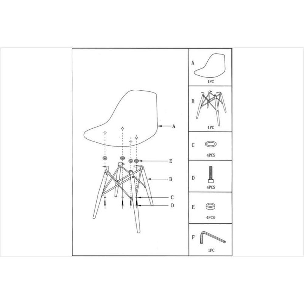 Kit 02 Cadeiras Eiffel Charles Eames F01 Preta Base De Madeira Dsw - Mpozenato - 4