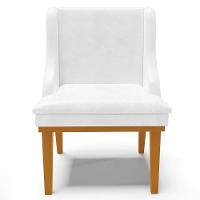 Kit 8 Cadeiras Estofadas Base Fixa De Madeira Castanho Lia Sintético Premium Branco - Ibiza - 8