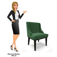 Kit 4 Cadeiras Estofadas Para Sala De Jantar Base Fixa De Madeira Preto Lia Veludo Verde - Ibiza - 5