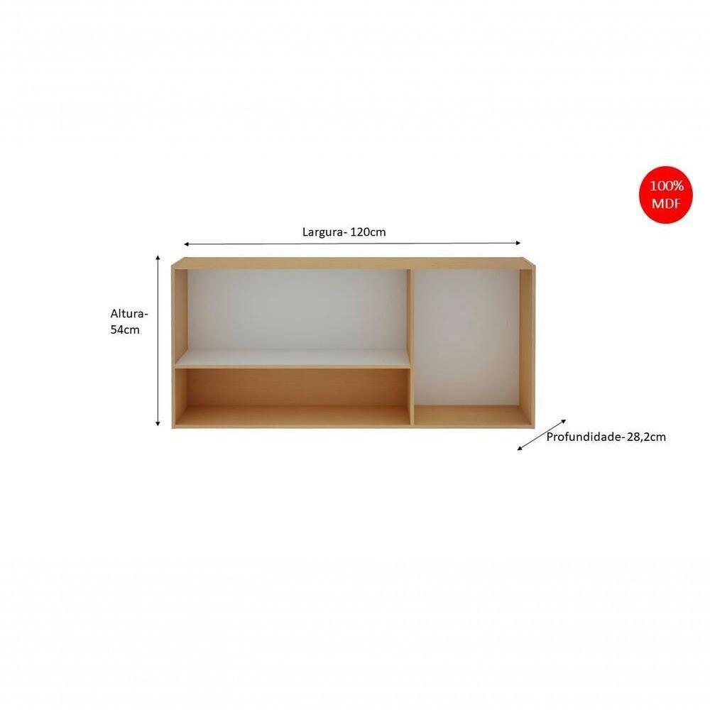 Armário Multiuso Aéreo 3 Portas Nicho Freijó White Laca Brilho - 4