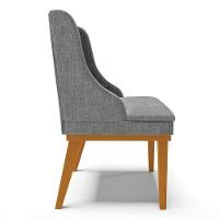 Kit 10 Cadeiras Estofadas Para Sala De Jantar Base Fixa De Madeira Castanho Lia Linho Grafite - Ibiza - 2