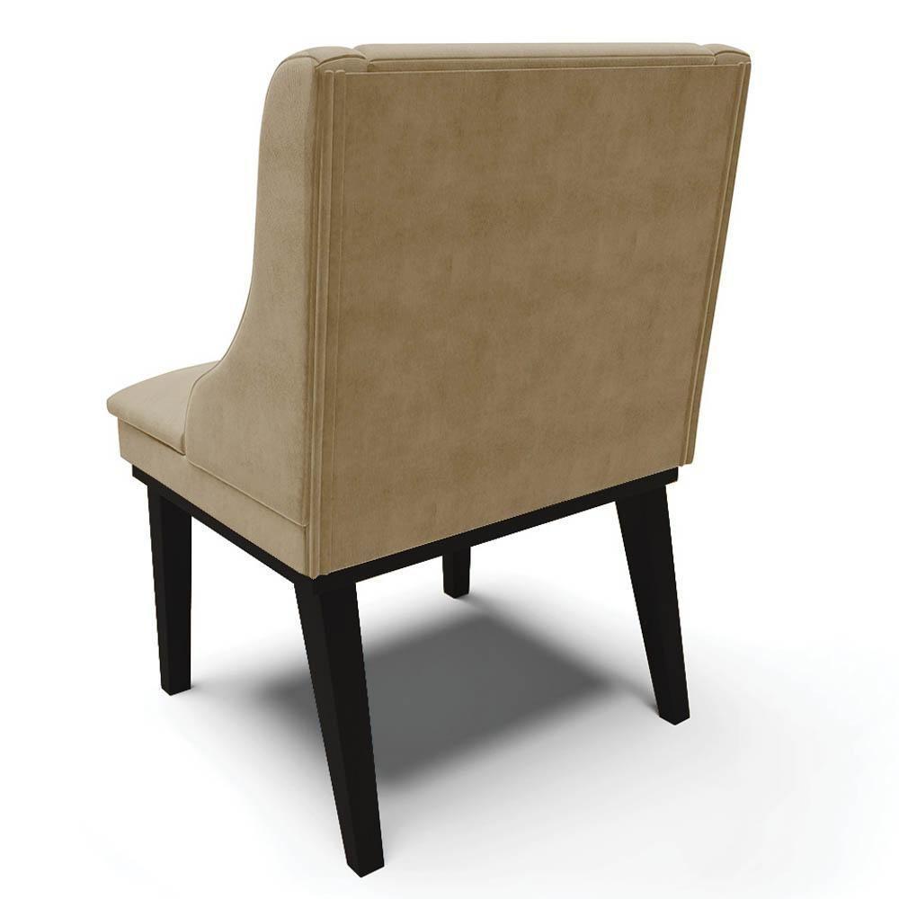 Kit 10 Cadeiras Estofadas Para Sala De Jantar Base Fixa De Madeira Preto Lia Suede Marrom Rt - Ibiza - 7