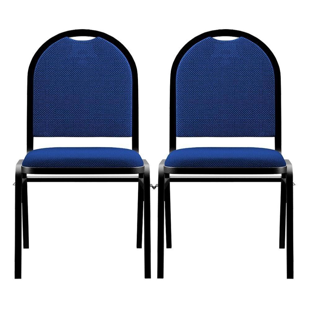 Kit 2 Cadeiras Hoteleiras Auditório Empilhável Linho M23 Azul - Mpozenato - 8