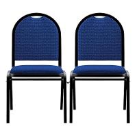 Kit 2 Cadeiras Hoteleiras Auditório Empilhável Linho M23 Azul - Mpozenato - 8