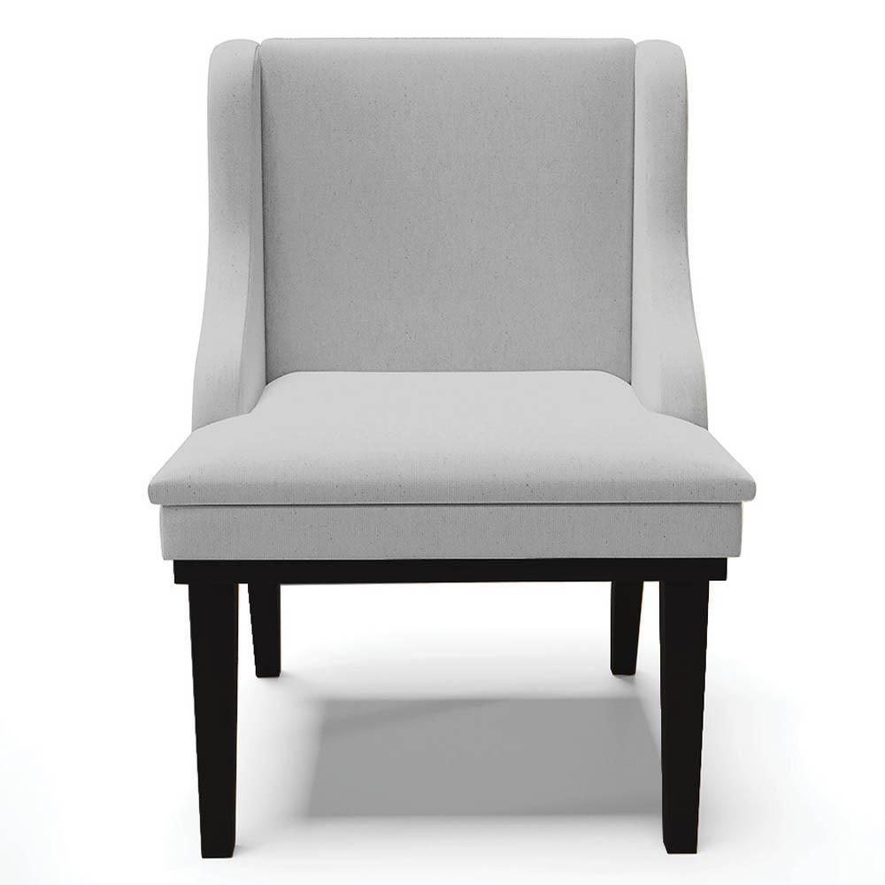 Kit 4 Cadeiras Estofadas Para Sala De Jantar Base Fixa De Madeira Preto Lia Linho Cinza - Ibiza - 8