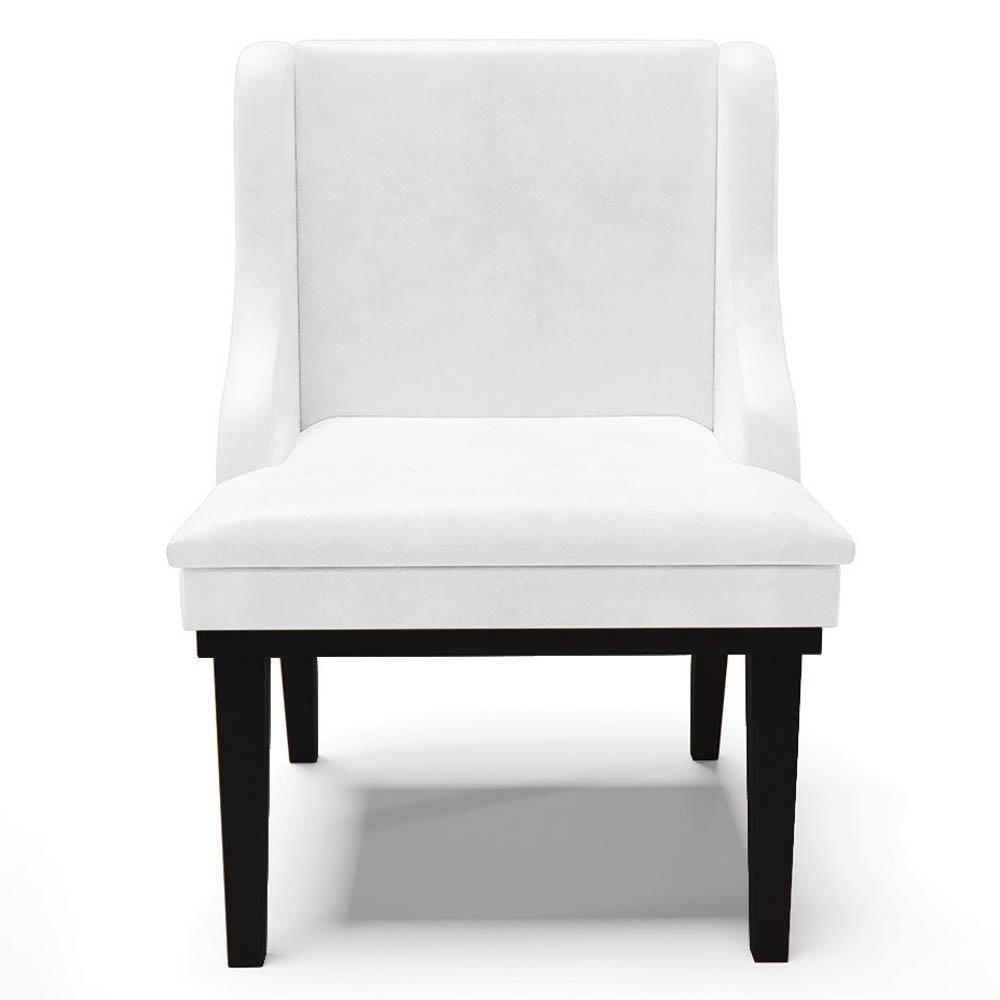 Kit 4 Cadeiras Estofadas Base Fixa De Madeira Preto Lia Sintético Premium Branco - Ibiza - 8