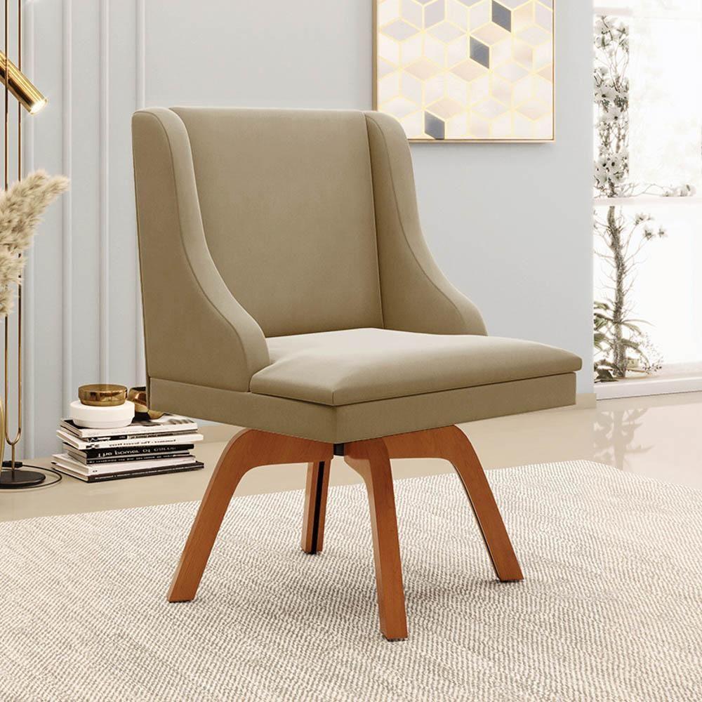 Kit 4 Cadeiras Estofadas Giratória Para Sala De Jantar Lia Suede Marrom Rt - Ibiza - 2