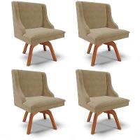 Kit 4 Cadeiras Estofadas Giratória Para Sala De Jantar Lia Suede Marrom Rt - Ibiza - 1