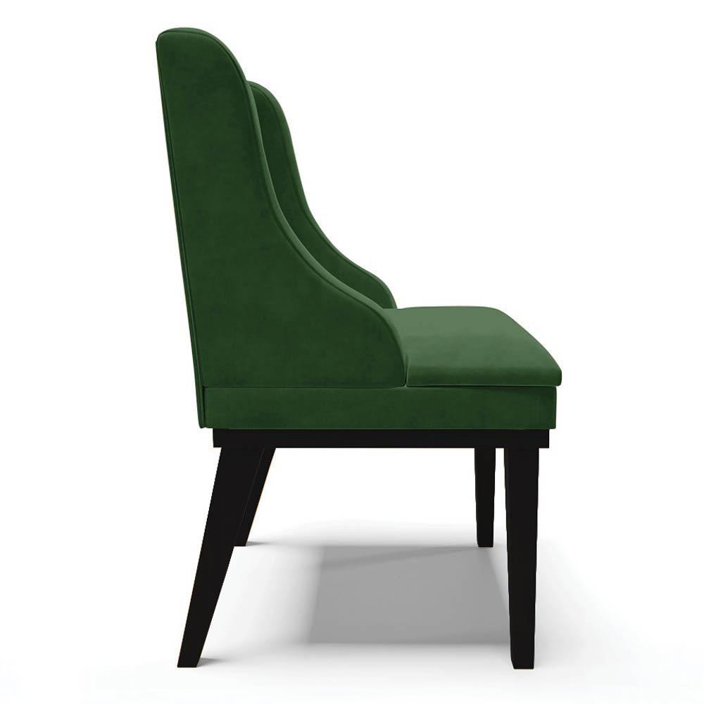 Kit 4 Cadeiras Estofadas Para Sala De Jantar Base Fixa De Madeira Preto Lia Suede Verde - Ibiza - 6