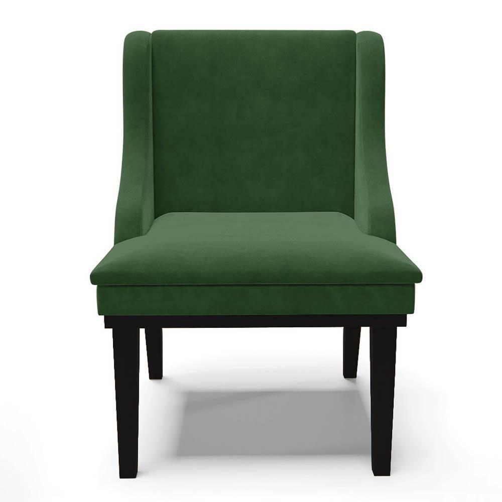 Kit 4 Cadeiras Estofadas Para Sala De Jantar Base Fixa De Madeira Preto Lia Suede Verde - Ibiza - 8