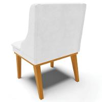 Kit 4 Cadeiras Estofadas Base Fixa De Madeira Castanho Lia Sintético Premium Branco - Ibiza - 7