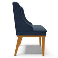 Kit 4 Cadeiras Estofadas Para Sala De Jantar Base Fixa De Madeira Castanho Lia Suede Azul Marinho - Ibiza - 6