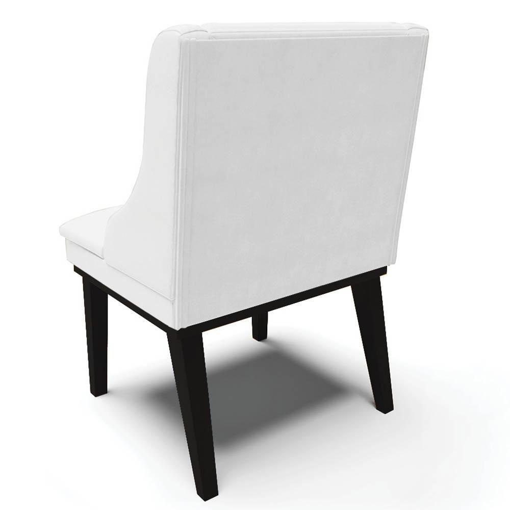 Kit 2 Cadeiras Estofadas Sala De Jantar Base Fixa De Madeira Preto Lia Sintético Branco - Ibiza - 7