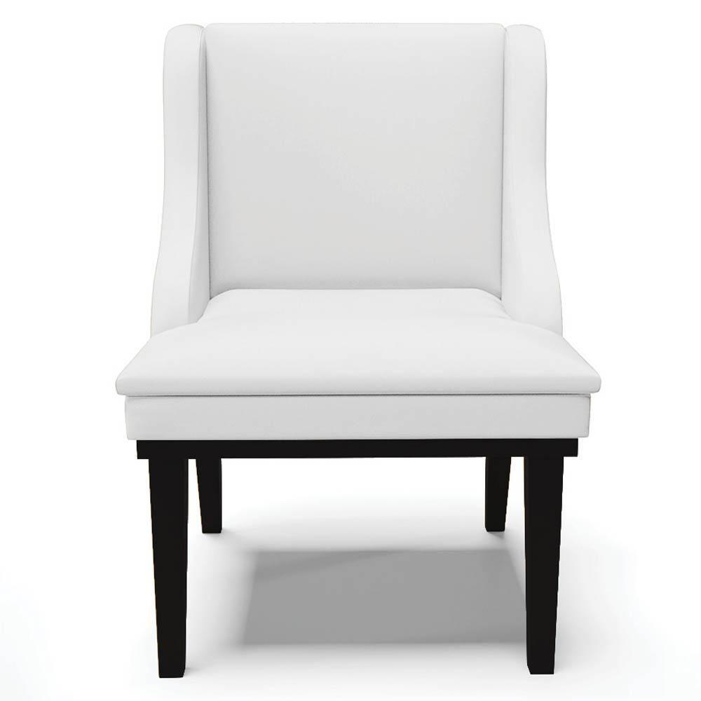 Kit 2 Cadeiras Estofadas Sala De Jantar Base Fixa De Madeira Preto Lia Sintético Branco - Ibiza - 8