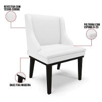 Kit 2 Cadeiras Estofadas Sala De Jantar Base Fixa De Madeira Preto Lia Sintético Branco - Ibiza - 3