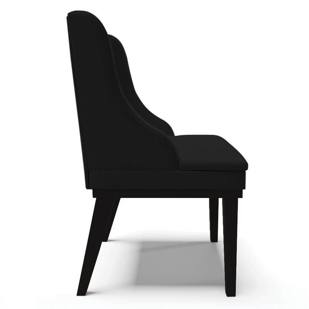 Kit 8 Cadeiras Estofadas Para Sala De Jantar Base Fixa De Madeira Preto Lia Linho Preto - Ibiza - 7