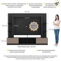 Rack Estante com Painel e Suporte TV 65'' e 2 Portas Oslo Multimóveis Preto/Lacca Fumê - 5