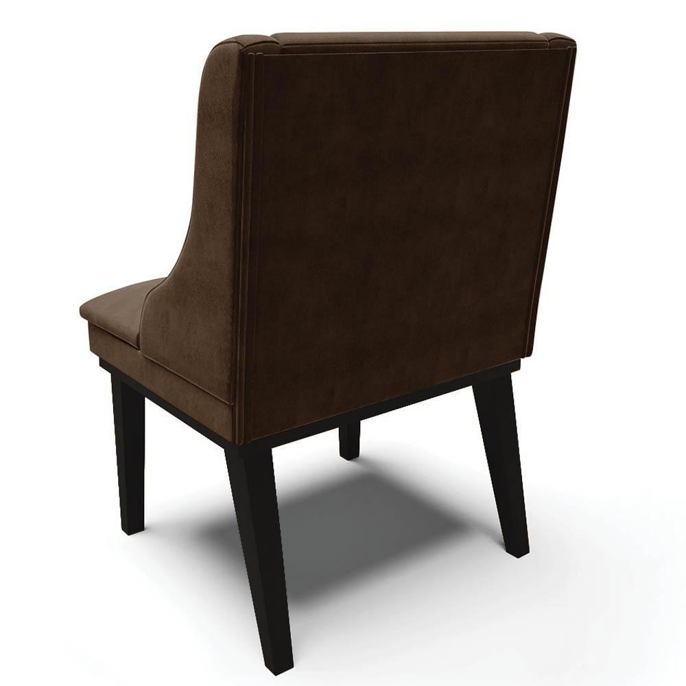 Kit 4 Cadeiras Estofadas Para Sala De Jantar Base Fixa De Madeira Preto Lia Suede Marrom - Ibiza - 7