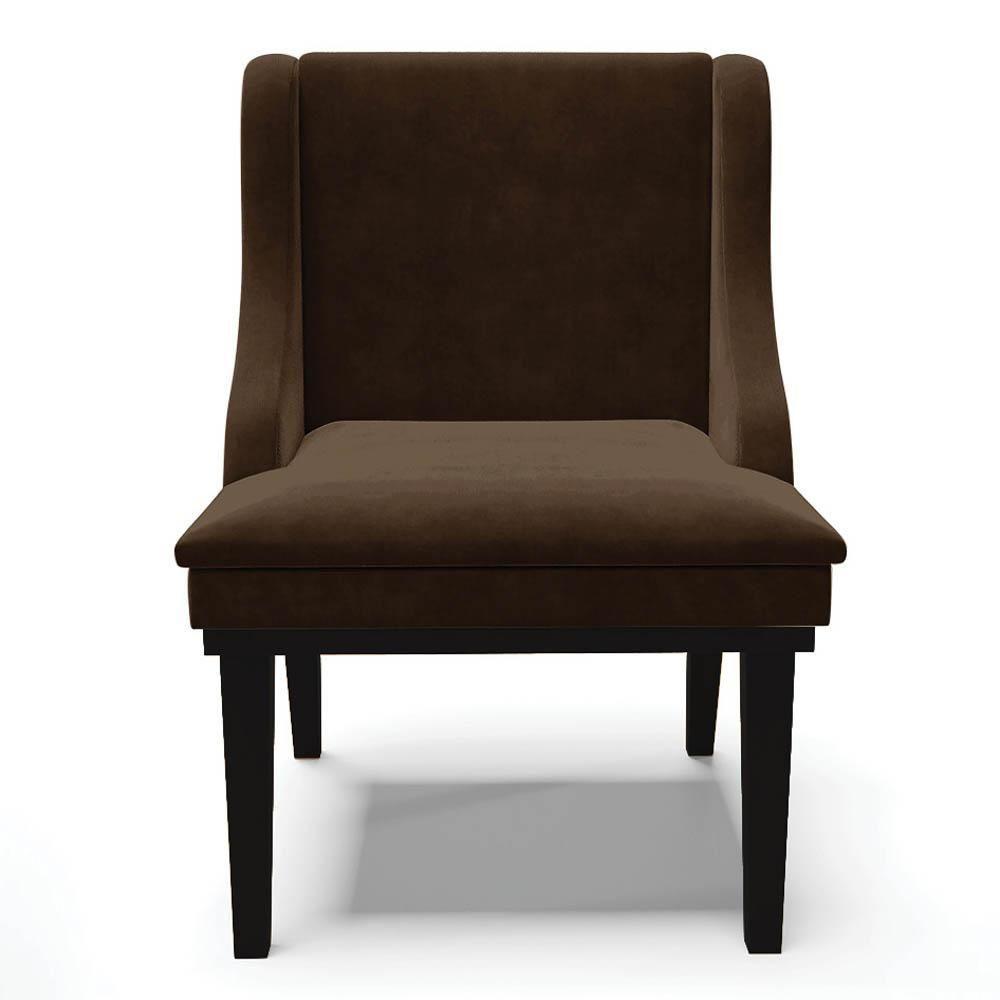 Kit 4 Cadeiras Estofadas Para Sala De Jantar Base Fixa De Madeira Preto Lia Suede Marrom - Ibiza - 8