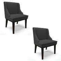 Kit 2 Cadeiras Estofadas Sala De Jantar Base Fixa De Madeira Preto Lia Sintético Preto - Ibiza - 8