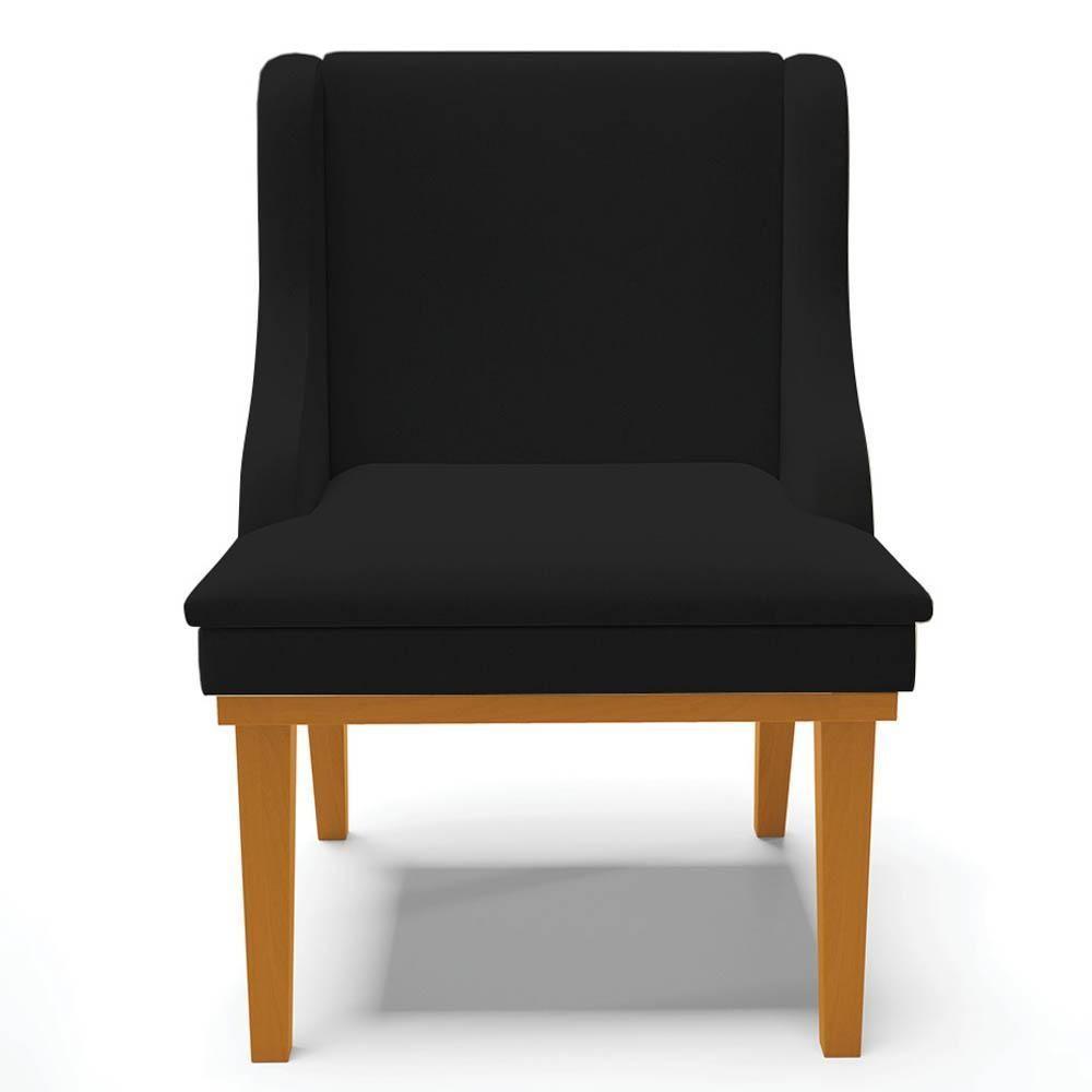 Kit 10 Cadeiras Estofadas Para Sala De Jantar Base Fixa De Madeira Castanho Lia Linho Preto - Ibiza - 9