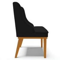 Kit 10 Cadeiras Estofadas Para Sala De Jantar Base Fixa De Madeira Castanho Lia Linho Preto - Ibiza - 6