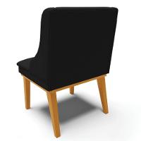 Kit 10 Cadeiras Estofadas Para Sala De Jantar Base Fixa De Madeira Castanho Lia Linho Preto - Ibiza - 7