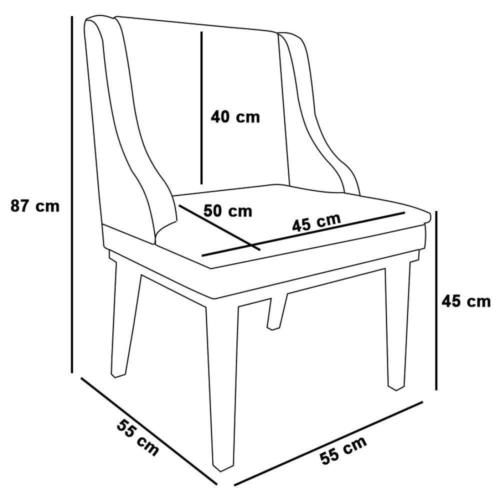 Kit 6 Cadeiras Estofadas Para Sala De Jantar Base Fixa De Madeira Preto Lia Linho Bege - Ibiza - 4