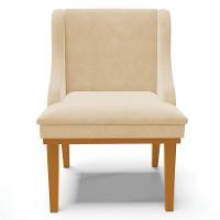 Kit 10 Cadeiras Estofadas Para Sala De Jantar Base Fixa De Madeira Castanho Lia Suede Bege - Ibiza - 2