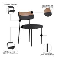 Kit 10 Cadeiras Estofadas Milli Sintético-linho A14 Caramelo-grafite - Mpozenato - 3