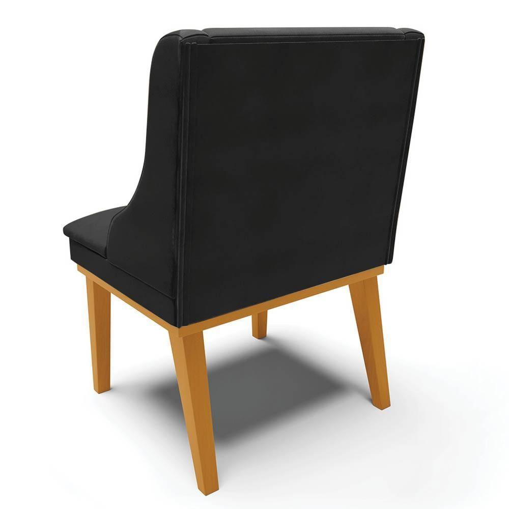 Kit 10 Cadeiras Estofadas Para Sala De Jantar Base Fixa De Madeira Castanho Lia Veludo Preto - Ibiza - 2