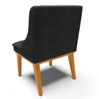 Kit 10 Cadeiras Estofadas Para Sala De Jantar Base Fixa De Madeira Castanho Lia Veludo Preto - Ibiza - 2