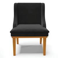 Kit 10 Cadeiras Estofadas Para Sala De Jantar Base Fixa De Madeira Castanho Lia Veludo Preto - Ibiza - 3