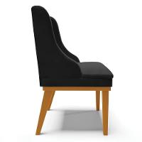 Kit 10 Cadeiras Estofadas Para Sala De Jantar Base Fixa De Madeira Castanho Lia Veludo Preto - Ibiza - 8