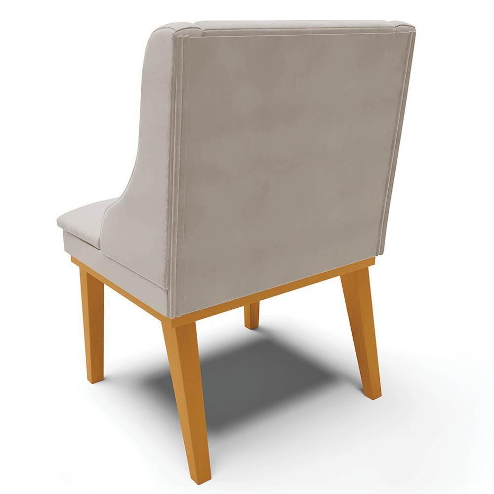 Kit 2 Cadeiras Estofadas Para Sala De Jantar Base Fixa De Madeira Castanho Lia Veludo Cinza - Ibiza - 7