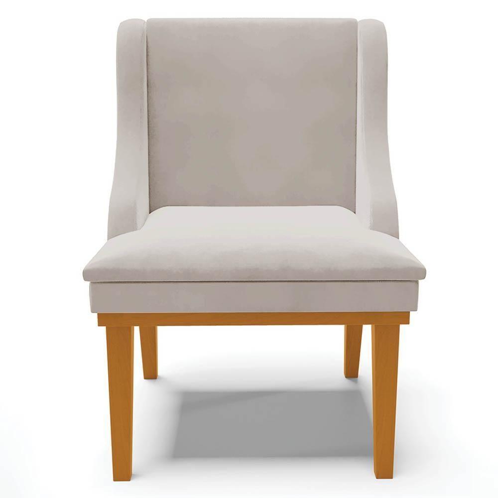 Kit 2 Cadeiras Estofadas Para Sala De Jantar Base Fixa De Madeira Castanho Lia Veludo Cinza - Ibiza - 8